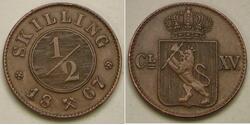 1/2 Skilling Norwegen Kupfer 