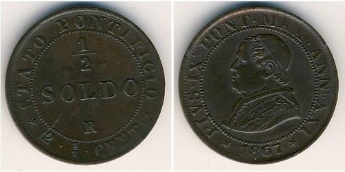 1/2 Soldo Estados Pontificios (752-1870) Cobre Pío IX (1792- 1878)