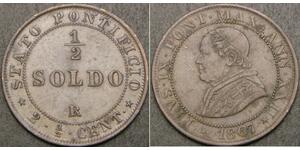 1/2 Soldo États pontificaux (752-1870) Cuivre Pie IX (1792- 1878)