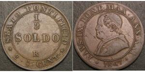 1/2 Soldo États pontificaux (752-1870) Cuivre Pie IX (1792- 1878)