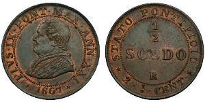 1/2 Soldo Kirchenstaat (752-1870) Kupfer Pius IX (1792- 1878)