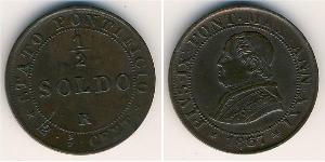 1/2 Soldo Kirchenstaat (752-1870) Kupfer Pius IX (1792- 1878)