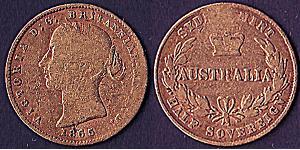 1/2 Sovereign Ôstralie (1788 - 1939) Or Victoria (1819 - 1901)