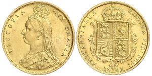 1/2 Sovereign Regno Unito  Oro Vittoria (1819 - 1901)