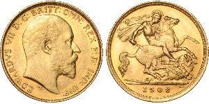 1/2 Sovereign Reino Unido de Gran Bretaña e Irlanda (1801-1922) Oro Eduardo VII (1841-1910)
