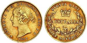 1/2 Sovereign 澳大利亚 金 维多利亚 (英国君主)