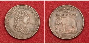 1/2 Stiver Sri Lanka / Vereinigtes Königreich von Großbritannien und Irland (1801-1922) Kupfer Georg III (1738-1820)