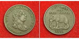 1/2 Stiver Sri Lanka / Vereinigtes Königreich von Großbritannien und Irland (1801-1922) Kupfer Georg III (1738-1820)