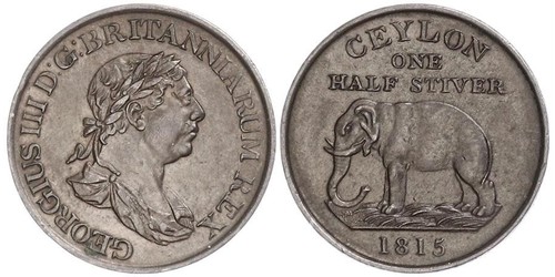 1/2 Stiver Sri Lanka / Vereinigtes Königreich von Großbritannien und Irland (1801-1922) Kupfer Georg III (1738-1820)