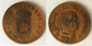 1/2 Tanga Inde portugaise (1510-1961) Cuivre Charles I de Portugal (1863-1908)