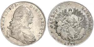 1/2 Thaler Electorate of Bavaria (1623 - 1806) 銀 Maximilian III Joseph, Elector of Bavaria (1727 – 1777)