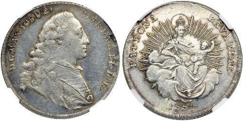 1/2 Thaler Electorate of Bavaria (1623 - 1806) 銀 Maximilian III Joseph, Elector of Bavaria (1727 – 1777)