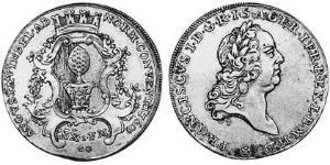 1/2 Thaler 奥格斯堡 (1276 - 1803 Augsburg) 銀 弗朗茨一世 (神圣罗马帝国) (1708 - 1765)