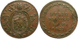 1/2 Байокко Папская область (752-1870) Медь Лев XII (1760 - 1829)
