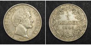 1/2 Гульден Королевство Бавария (1806 - 1918) Серебро Людвиг I (король Баварии)(1786 – 1868)