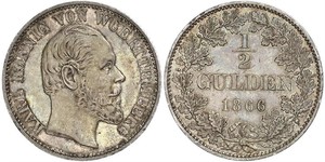 1/2 Гульден Королевство Вюртемберг (1806-1918) Серебро Карл I (король Вюртемберга)