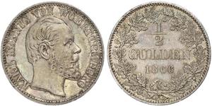 1/2 Гульден Королевство Вюртемберг (1806-1918) Серебро Карл I (король Вюртемберга)