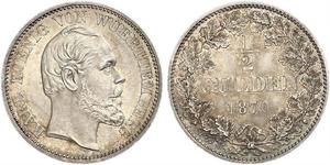 1/2 Гульден Королевство Вюртемберг (1806-1918) Серебро Карл I (король Вюртемберга)