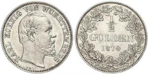 1/2 Гульден Королевство Вюртемберг (1806-1918) Серебро Карл I (король Вюртемберга)