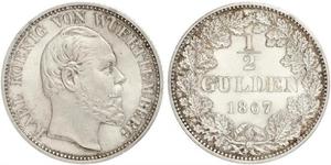 1/2 Гульден Королівство Вюртемберг Срібло Charles I of Württemberg