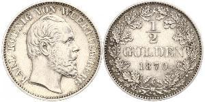1/2 Гульден Королівство Вюртемберг Срібло Charles I of Württemberg