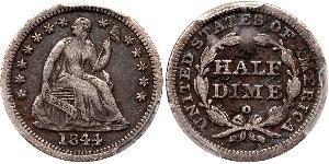 1/2 Дайм / 5 Цент США (1776 - ) Мідь/Срібло 