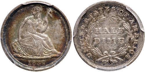 1/2 Дайм / 5 Цент США (1776 - ) Мідь/Срібло 