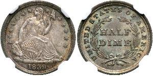 1/2 Дайм / 5 Цент США (1776 - ) Серебро/Медь 
