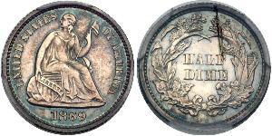 1/2 Дайм / 5 Цент США (1776 - ) Серебро/Медь 