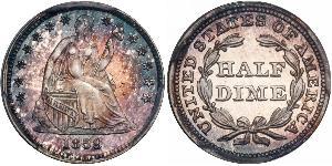 1/2 Дайм / 5 Цент США (1776 - ) Серебро/Медь 