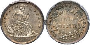 1/2 Дайм / 5 Цент США (1776 - ) Серебро/Медь 