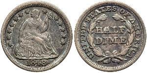 1/2 Дайм / 5 Цент США (1776 - ) Серебро/Медь 