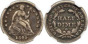 1/2 Дайм / 5 Цент США (1776 - ) Серебро/Медь 