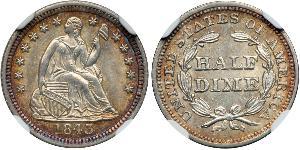 1/2 Дайм / 5 Цент США (1776 - ) Серебро/Медь 