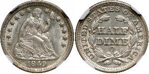 1/2 Дайм / 5 Цент США (1776 - ) Серебро/Медь 
