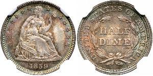 1/2 Дайм / 5 Цент США (1776 - ) Серебро/Медь 