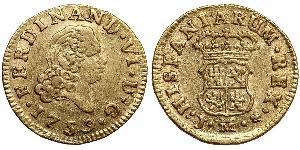 1/2 Ескудо Іспанська Імперія (1700 - 1808) Золото Фердинанд VII король Іспанії (1784-1833)