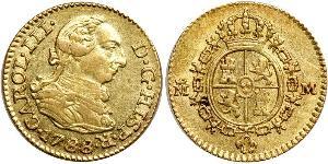 1/2 Ескудо Іспанська Імперія (1700 - 1808) Золото Карл III король Іспанії (1716 -1788)