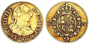 1/2 Ескудо Іспанська Імперія (1700 - 1808) Золото Карл III король Іспанії (1716 -1788)