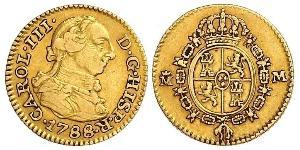 1/2 Ескудо Іспанська Імперія (1700 - 1808) Золото Карл III король Іспанії (1716 -1788)