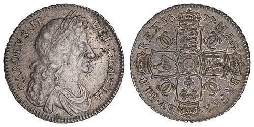 1/2 Крона(английская) Королевство Англия (927-1649,1660-1707) Серебро Карл II (1630-1685)