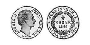 1/2 Крона Королевство Бавария (1806 - 1918) Золото Людвиг II (король Баварии)(1845 – 1886)