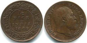 1/2 Пайса Британская Индия (1858-1947) Медь 