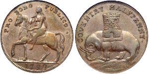 1/2 Пенни Королевство Великобритания (1707-1801)  