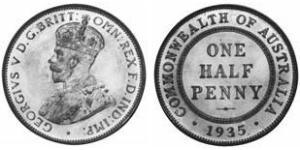 1/2 Пенни Австралия (1788 - 1939) Бронза Георг V (1865-1936)