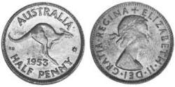 1/2 Пенни Австралия (1939 - ) Бронза Елизавета II (1926-2022)