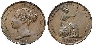 1/2 Пенни Соединённое королевство Великобритании и Ирландии (1801-1922) Бронза Виктория (1819 - 1901)