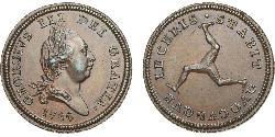 1/2 Пенни Остров Мэн Латунь Георг III (1738-1820)