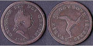 1/2 Пенни Остров Мэн Латунь Георг III (1738-1820)