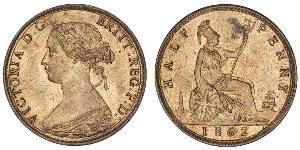 1/2 Пенни Великобритания  Медь Виктория (1819 - 1901)